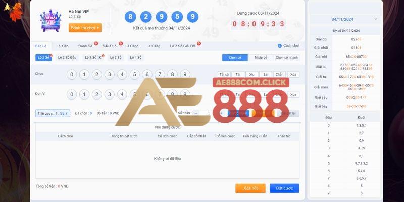 Cập nhật luật chơi xổ số Hà Nội Vip tại AE888 mới nhất